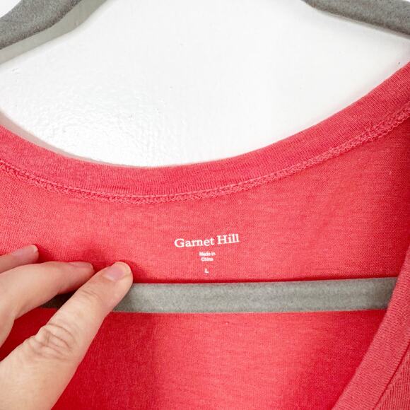 Garnet Hill Linen Modal Blend Scoop Neck 3/4 Sleeve Top T-Shirt Bright Large L - Picture 4 of 10